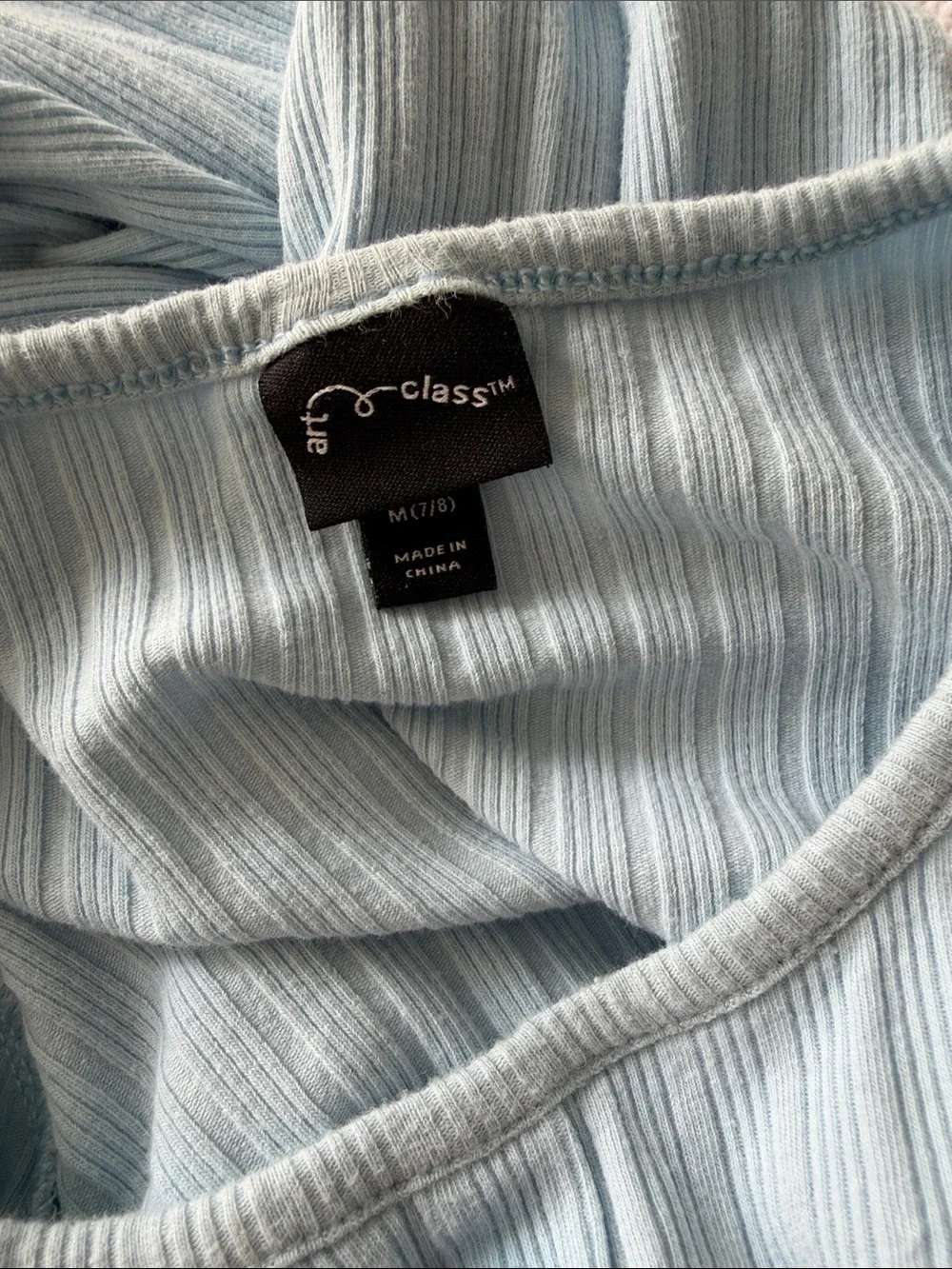 art class Light Blue Ribbed Button-Front Knit Dress